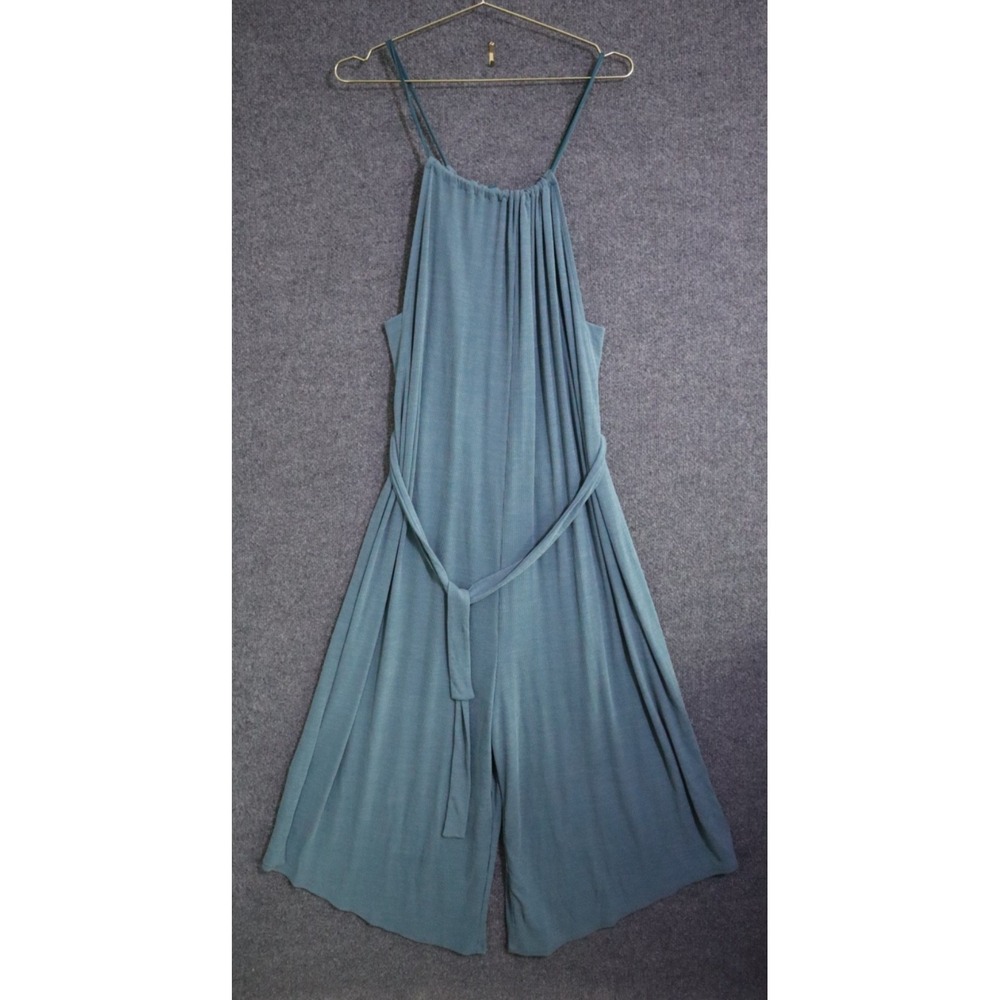 Anthropologie Jacenta Jumpsuit Women Medium Teal Wide Leg Ribbed HD In Paris EUC